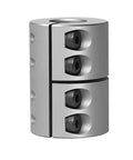 Rigid shaft coupling, aluminum, 14mm-14mm, clamp-on, front view