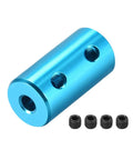 Rigid shaft coupling 1/8 in to 1/8 in with set screws delivers precise torque transfer, shown in aluminum alloy with screws included.