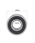 Angular contact bearing 17x40x17.5mm sealed on both sides 3203-2RS pack of 2, end view showing diameter measurements.