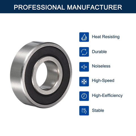 Angular Contact Bearing 3205 2RS 25 By 52 By 20.6 Mm Double Rubber Sealed, highlighting features like heat resistance, durability, and stability.