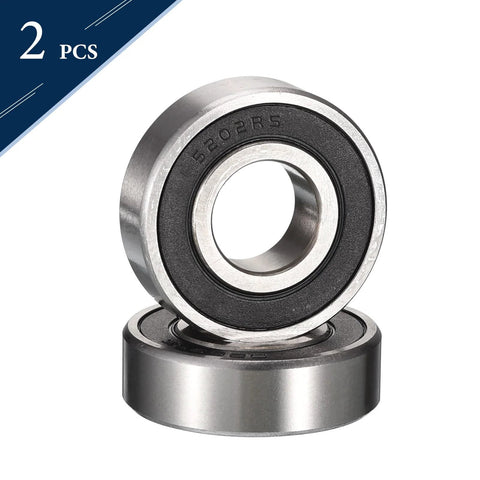 Premium Angular Contact Bearings 15x35x15.9 mm, 2-Pack with double rubber seals and pre lubricated for instant operation