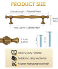 Antique Brass Cabinet Pulls 5 Inch Center To Center Zinc Alloy Solid Drawer Handles with M4 Screws Product Size Overview