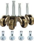 4 Pack 1 Inch Swivel Stem Ball Caster Wheels Zinc Alloy Antique Brass With Socket Mounting For Furniture Desks Tables Chests