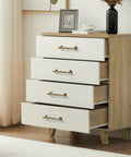 Drawer with 2 Pack Antique Brass Cabinet Drawer Pulls 3.75 Inch Vintage Bronze Bar Style Handles installed on white drawers