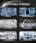 Image of various automation scenarios including smart home, textile, conveying, industrial, medical equipment.