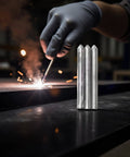 6 Piece Low Temperature Universal Welding Rods Set for Aluminum and Metals beside a welding process