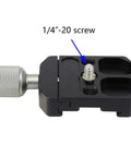 Side view of Arca Swiss Style Quick Release Clamp for Tripod Ball Heads and Monopods with 1/4-20 screw and knob.