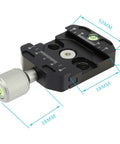 Arca Swiss Style Quick Release Clamp For Tripod Ball Heads And Monopods With Universal Quick Change Plate showing dimensions