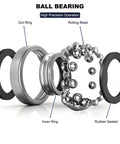 Exploded view of 10 Pack 6200-2RS Double Rubber Seal Deep Groove Ball Bearings 10x30x9mm showing inner ring, rolling beads, and rubber seals