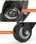 Close-up of Two Inch Swivel Caster Wheels Set Of Four Heavy Duty Black Polyurethane Casters With Top Plate showing ball bearing plate.