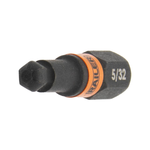 Close-up of a 5/32 hex bit from Ball End Hex Bit Set 20 Piece For Impact Drivers 2 Inch With Bit Holder And Carabiner Premium S2 Steel.