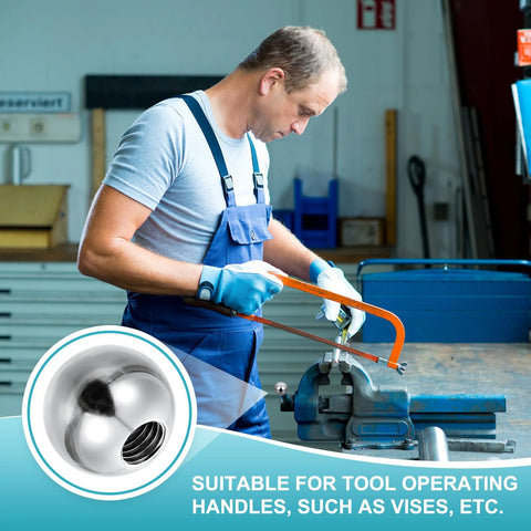 Worker using hacksaw with 6 Pcs M6 By 25mm Ball Knob Nuts Crafted From 304 Stainless Steel for machinery hardware.
