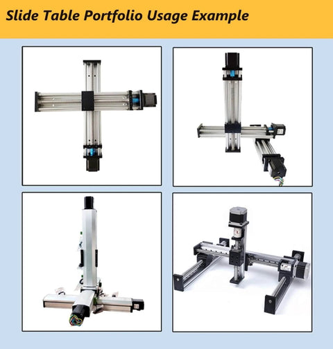 Ball screw slide table CNC linear stage with SFU1605 & NEMA23 stepper motor, 200mm stroke reciprocating actuator module examples