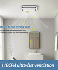 Bathroom with installed S97015162 Motor Upgrade Assembly Compatible with Broan NuTone Bathroom Exhaust Fans showing airflow effect