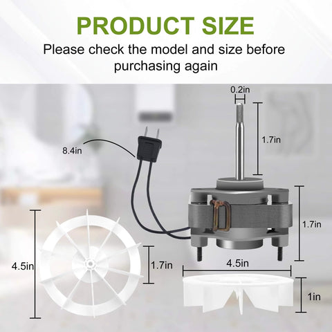 Dimensions of Fan Motor S97012038 Bathroom Vent Fan Motor Replacement fit for Nu-Tone Br-oan 688 668 663 659 662 678