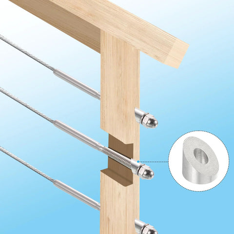 1/4 37 Degree Beveled Washer For Cable Railing T316 Stainless Steel 10 Pack installed on wooden post