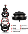 Exploded view of 1/8 inch bicycle headset ball bearing 45 degree 2RS sealed MH P08H7 assembly showing components for steering system.