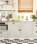 Modern kitchen with white cabinets featuring 4 Pack Billiards 8 Ball Cabinet Knobs Round Drawer Pulls For Kitchen And Bathroom Cabinets Cupboard Doors Hardware Black And White 8 Ball Knob Set For Game Room Decor And Modern Cabinet Styling.