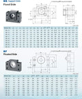 Diagram and dimensions of BK/BF support units, part of SFU4010 Ball Screw Assembly Kit with Nut End Supports BK BF30 Coupler 750mm Length 40mm Diameter