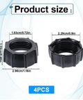 Product dimensions of 4 Pack 17mm Tightening Nuts for car phone mounts, shown as black ABS components for ball adapter head bracket.