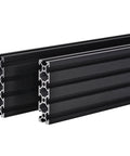 Two Pack 20 Series T Slot 2080 Aluminum Extrusion Profile 19.7 Inch 500mm European Standard Anodized Linear Rail Black