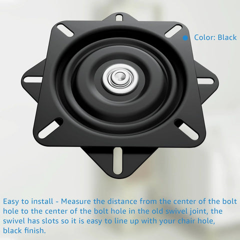 Two Piece 7 Inch Heavy Duty Bar Stool Rotating Plate Replacement, 360 Degree Square Rotating Mechanism, black finish