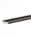 Side view of black Adjustable Aluminum Threshold - Extra Short Width with Hidden Screws, 36 inch, showing weatherproof design for various door heights.