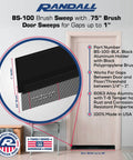 Door Sweeps - Aluminum & Brush - Brush Sweeps for Gaps Up to 1” - Black Trim with Black Brush - 3 Feet installed on door