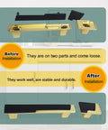 Six Pack Black and Gold Drawer Knobs 1.5 Inch Solid Zinc Cabinet Knobs shown before and after installation with stability features.