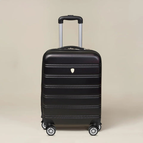 4 Piece Universal Luggage Wheels Replacement Kit for Suitcases with black 360-degree silent swivel casters visible on a suitcase