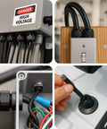 Half Inch NPT Strain Relief Nylon Cord Grip Cable Gland Black Plastic Grommet installed on panels and electrical equipment