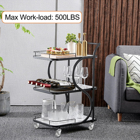 Bar cart on carpet with crystal clear soft polyurethane wheels for carts furniture and DIY projects protecting hardwood floors.
