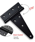 Beefy Gate Hardware Kit With Self Locking Gate Latch And Two 6 Inch T Hinges And One Six Point Five Inch Gate Handle For Wooden Fences Outdoors Rust Resistant Black Powder Coated Steel hinge