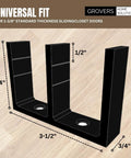 Adjustable Height Universal Sliding Closet Door Floor Guide Bracket Black For 1 3/8 Inch Door Thickness With Easy Snap Notches