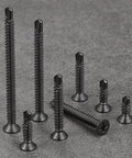 500pcs #8 x 5/8 Inch Flat Head Self Tapping Sheet Metal Screws Black Stainless Steel High Strength Self Drilling Screws with Deep Threads