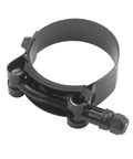 4 Pack 4 Inch T Bolt Hose Clamps in Black Coated 304 Stainless Steel for Heavy Duty Use Clamp Range 108 to 116 mm Front View