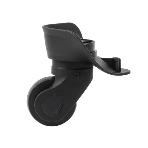Side view of Black Luggage Wheel Replacement Set For Suitcases Left And Right Swivel Caster Wheels With 4 Hole Mounts And 360 Degree Rotation