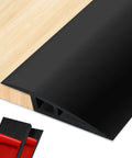 Vinyl Floor Transition Strip Door Threshold Self Adhesive 36 inch, black edge-reducer transition strip on wood floor