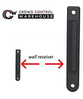 Wall receiver component for WMB-230 Fixed Wall Mount Retractable Belt Barrier With 30 Foot Belt In Yellow Caution Do Not Enter ABS Case