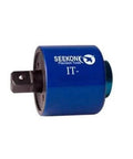 Seekonk IT-4-BL-91, 3/8" Pre-Set Torque Limiter, Blue, 91 in. lbs, side view showing blue finish and shaft