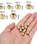 Brass Ball Lamp Finials In Hand Showing All Sizes For DIY Projects M3x6mm M3x10mm M4x10mm M4x7.5mm M5x10mm M6x12mm