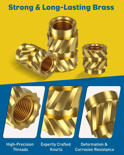451-Piece Heat Set Threaded Inserts Kit For Plastic M2 Through M6 With Soldering Tip And Adapter, Brass Knurled Inserts