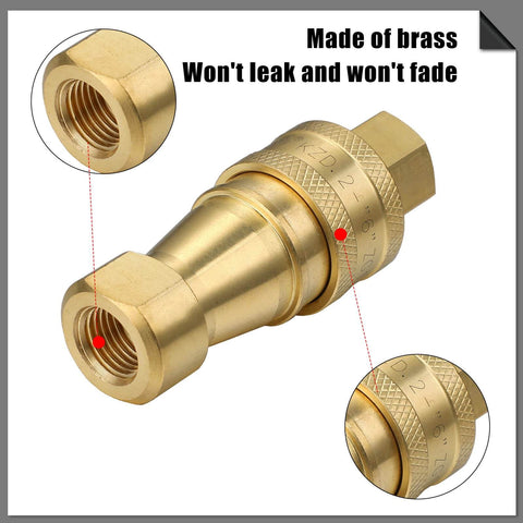 Two Pack Quick Disconnect Coupler Valve Kit For Carpet Cleaning Wands And Truck Mount Systems, Brass Quarter Inch