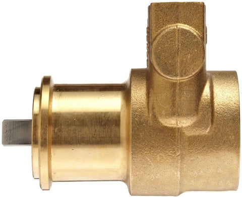 Side view of Procon 102A140F11PA Brass Rotary Vane Pump, 3/8" NPTF, 154 GPH, showing brass material and compact design.