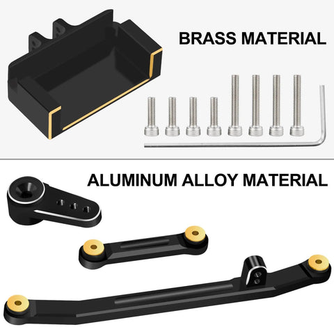 12g Servo EMAX Servo RC Steering Servo with Servo Arm Steering Link and Brass Servo Mount for Axial SCX24 AX24 RC Car Upgrade Parts