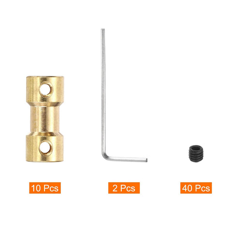 10 Pack 5mm to 5mm Brass Shaft Coupling Joint Connector with Screws and Hex Wrench Flexible Motor Shaft Coupler set