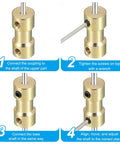 Brass shaft coupling set, 4 pcs, 2–5 mm bore, motor shaft adapters with M3 screws for RC cars, airplanes and robots