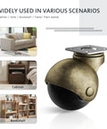 4 Pack Ball Caster Wheels Set 1.5 Inch Brass Plate Swivel Casters With Screws For Furniture Kitchen Cabinets Tables