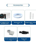 BT100M/YZ1515x Liquid Peristaltic Pump with accessories including silicone tube, connectors, power cord, and remote switch.