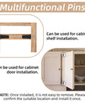 Diagram showing 24pcs Cabinet Door Repair Pins, Spring Loaded Pin, Telescopic Spring Pins in use on cabinet shelves and doors, Black.